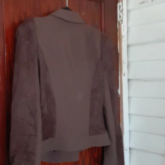 Worthington sz large NWOT brown knit and faux suede moto jacket pit 19 inches - Picture 4 of 5